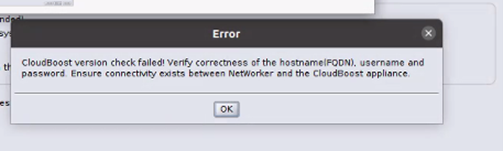 Stellen Sie sicher, dass eine Verbindung zwischen NetWorker und der CloudBoost-Appliance besteht.