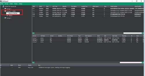 Você deve confirmar se o processo de criação de RAID foi concluído para que a redundância esteja ativa.