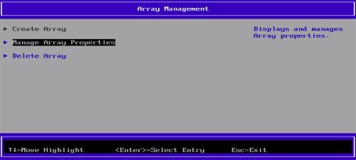 Selecione Manage Array Properties