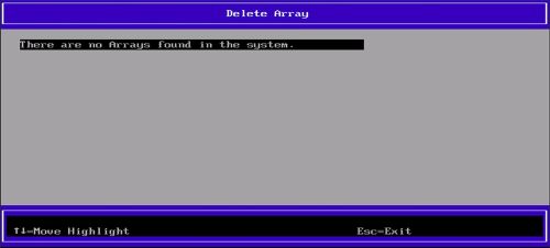 Depois que o processo for concluído, a mensagem Não há arrays encontrados no sistema será exibida