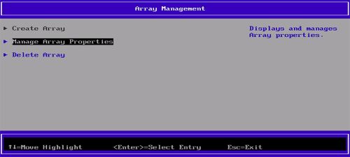 Selecione Manage Array Properties
