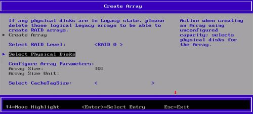 Selecione Physical Disks para criar o modo RAID