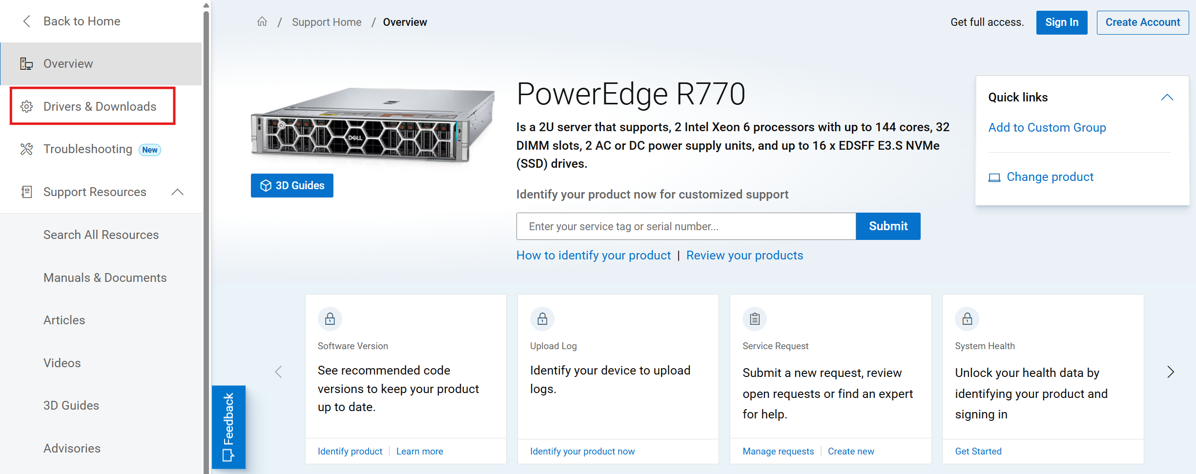 Sélectionner des pilotes et téléchargements