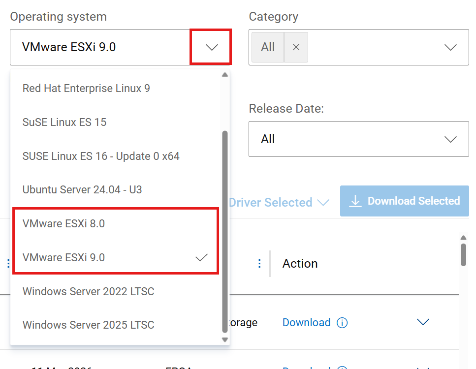 sélectionner la version du système d’exploitation