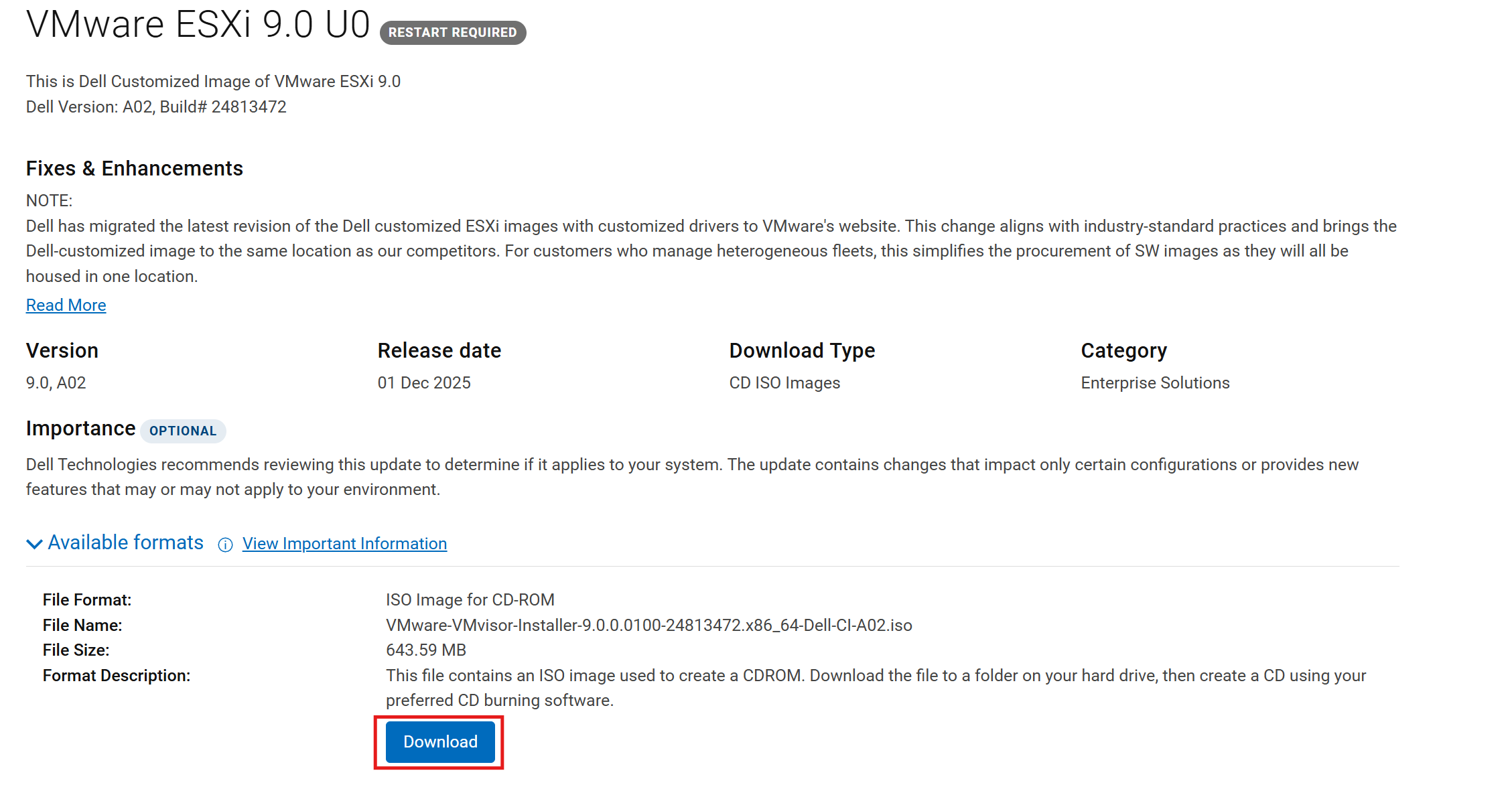 Cliccare sul pulsante di download