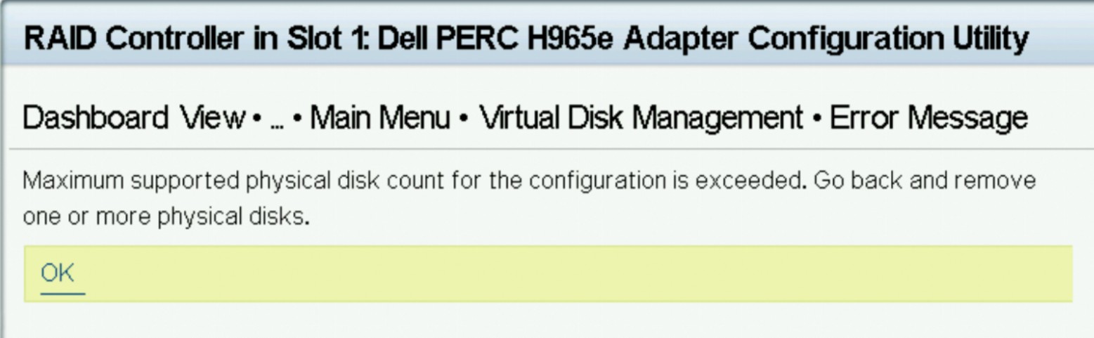 螢幕擷取畫面顯示「已超過」錯誤訊息 新增更多磁碟