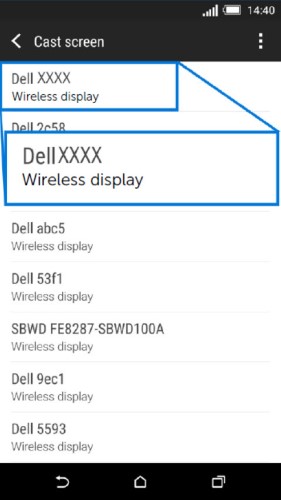 Виберіть бездротовий монітор Dell, який виявляється вашим Android-пристроєм