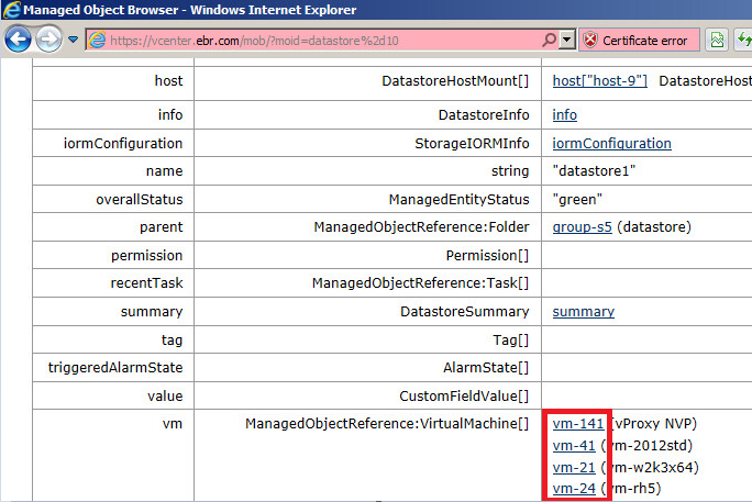 vCenter MOB VM MoRef