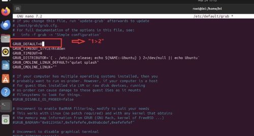 Change the line GRUB_DEFAULT=0 to GRUB_DEFAULT=”1>2”