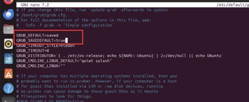 Update the GRUB_DEFAULT and GRUB_SAVEDEFAULT