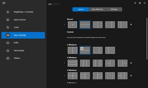 Easy Arrange-Einstellungen zum Festlegen persönlicher Präferenzen