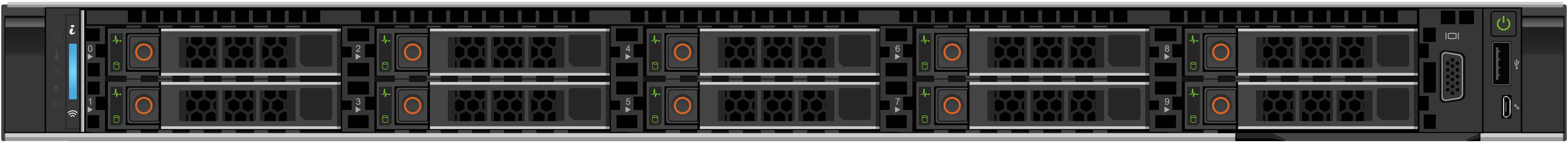 Visning forfra af en VxR (Intel)VE660/(AMD)VE-6625