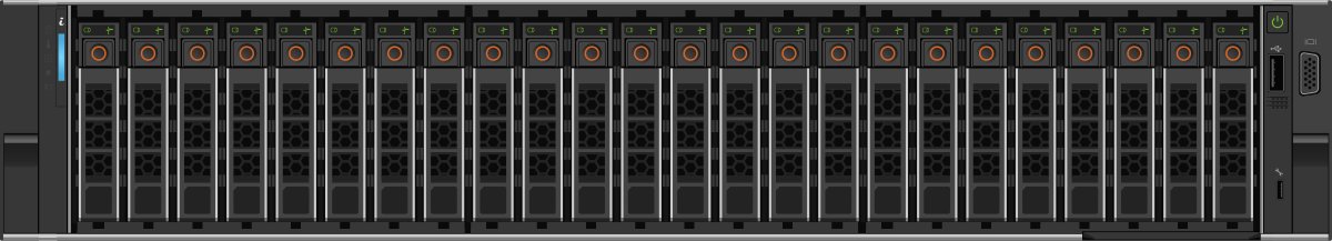 Visning forfra af en VxR (Intel)VP-760/(AMD)VP-7625