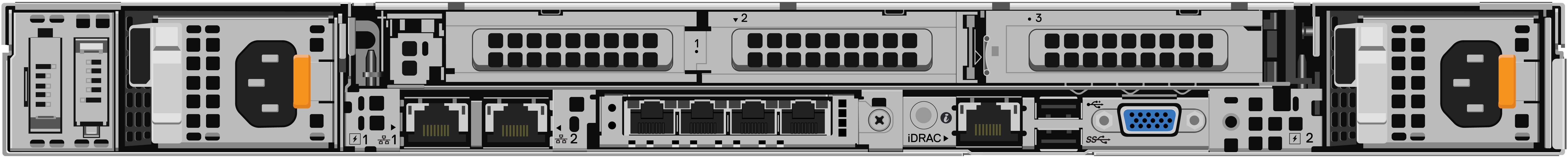 Visning bagfra af en VxR (Intel)E660(F)(N)/(AMD)E665(F)(N)