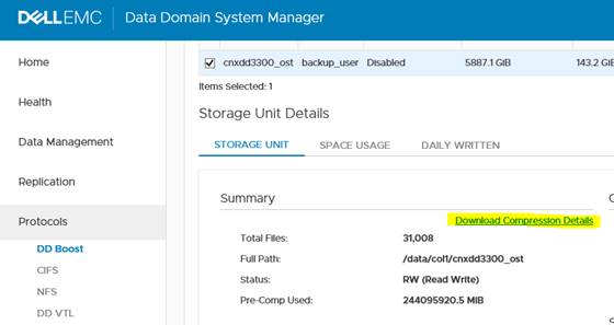 Protocolos de DD System Manager Pestaña Unidad de almacenamiento de DD Boost