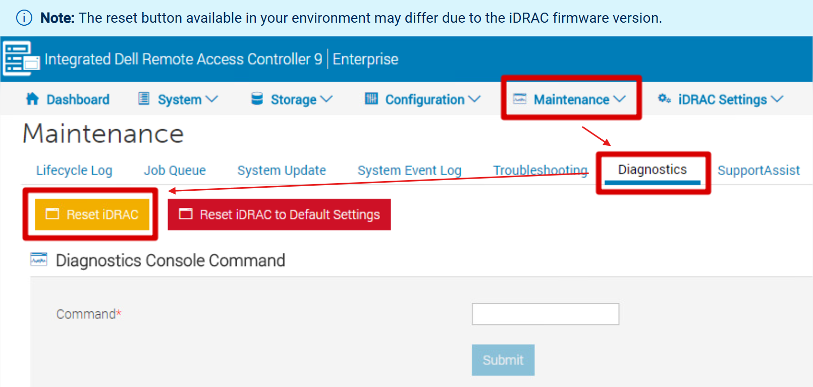 Reimpostazione di iDRAC