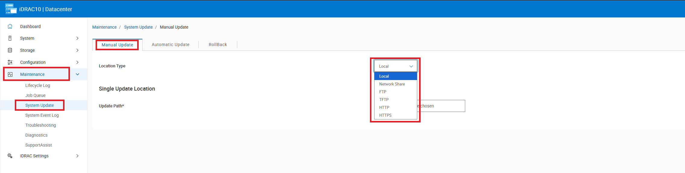 iDRAC10 https seçin