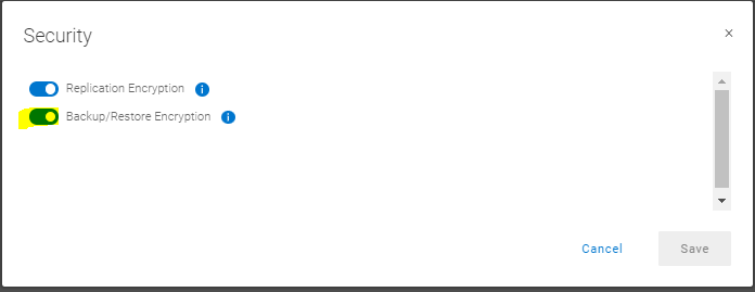 Activez « Backup/Restore encryption ».