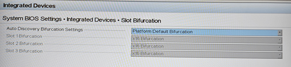 Paramètres de fractionnement PCIe incorrects