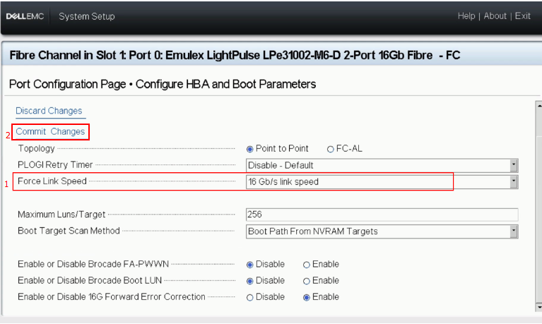 force link speed, set emulex speed