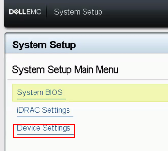 device settings in system setup