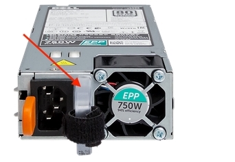 The illuminated translucent handle of the PSU indicator shows whether power is present or a power fault has occurred.