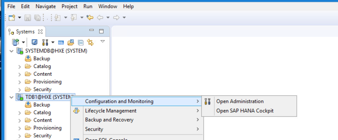 [Configuration and Monitoring]>[Open Administration]を選択します。
