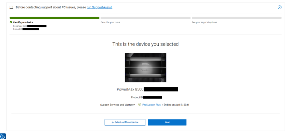 Confirm the device you selected
