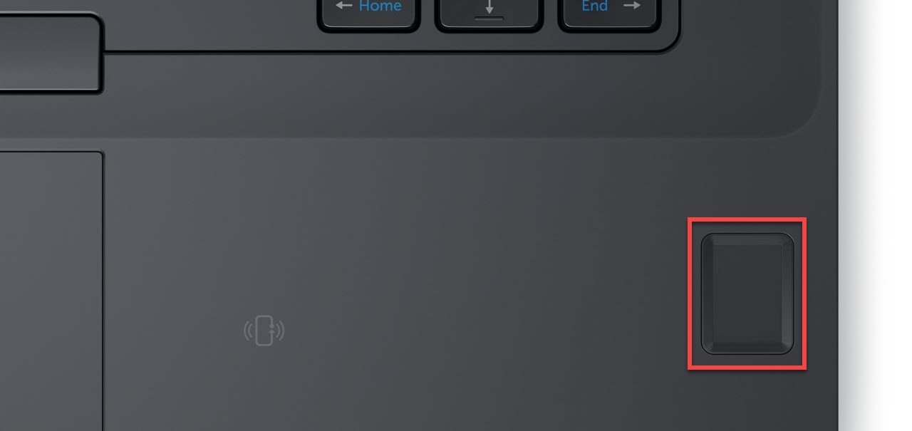 Lector de huellas digitales en el reposamanos de Latitude E5470