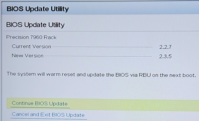 Vælg Fortsæt BIOS-opdatering.