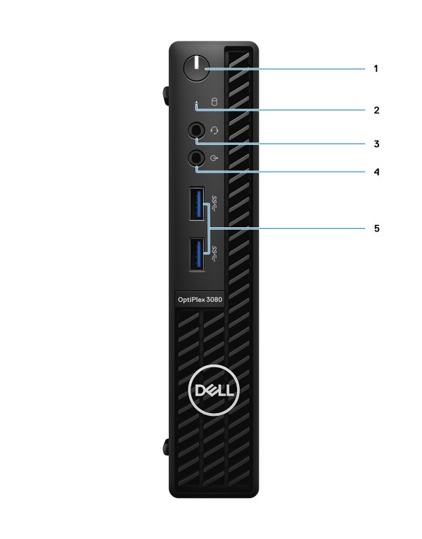 Visão frontal do OptiPlex 3080 MFF