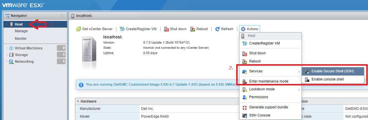 Screenshot van VIB-installatie met SSH