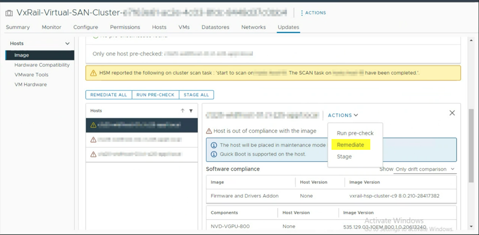Screenshot showing the remediate button