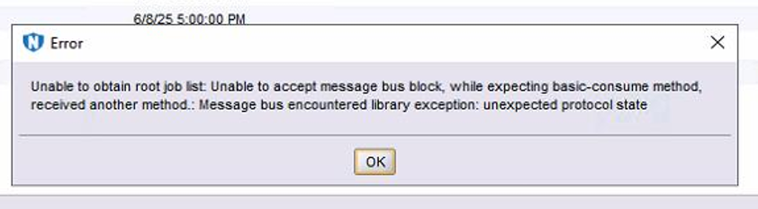 Erreur : impossible d’accepter le bloc de bus de messages