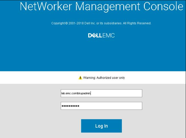 NetWorker Management Console AD 사용자 로그인 예