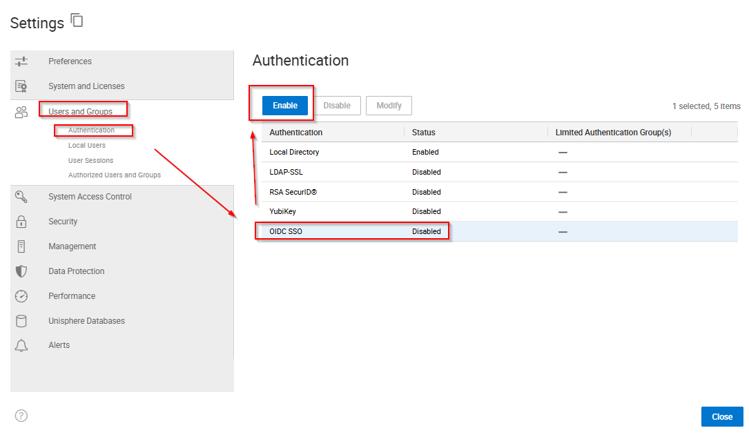 Проверка подлинности настроек >> 