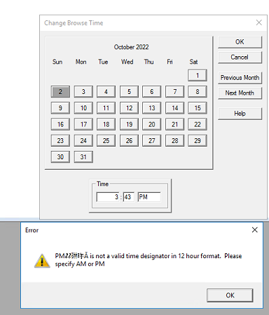 Not a valid time designation in 12 hour format