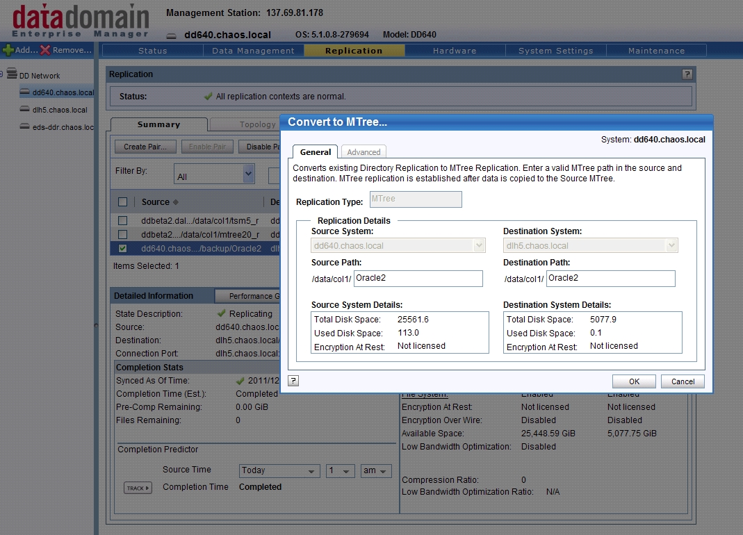 convertToMtreeReplication Menu