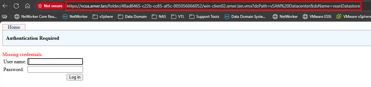 Accessing the VMX from web browser URL
