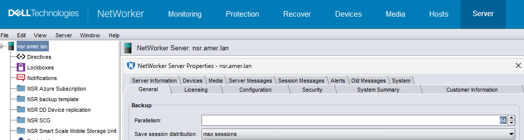 NetWorker server parallelism