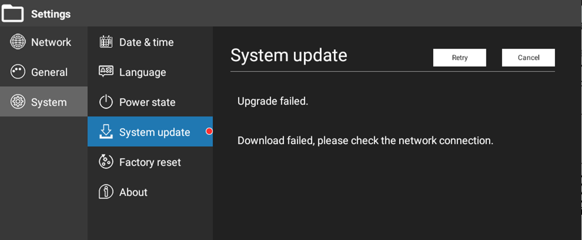Reintento de actualización