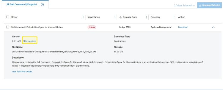 Sectie Oudere versies