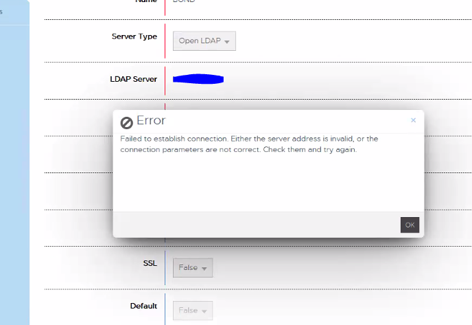 Error message in UI "Failed to establish a connection"