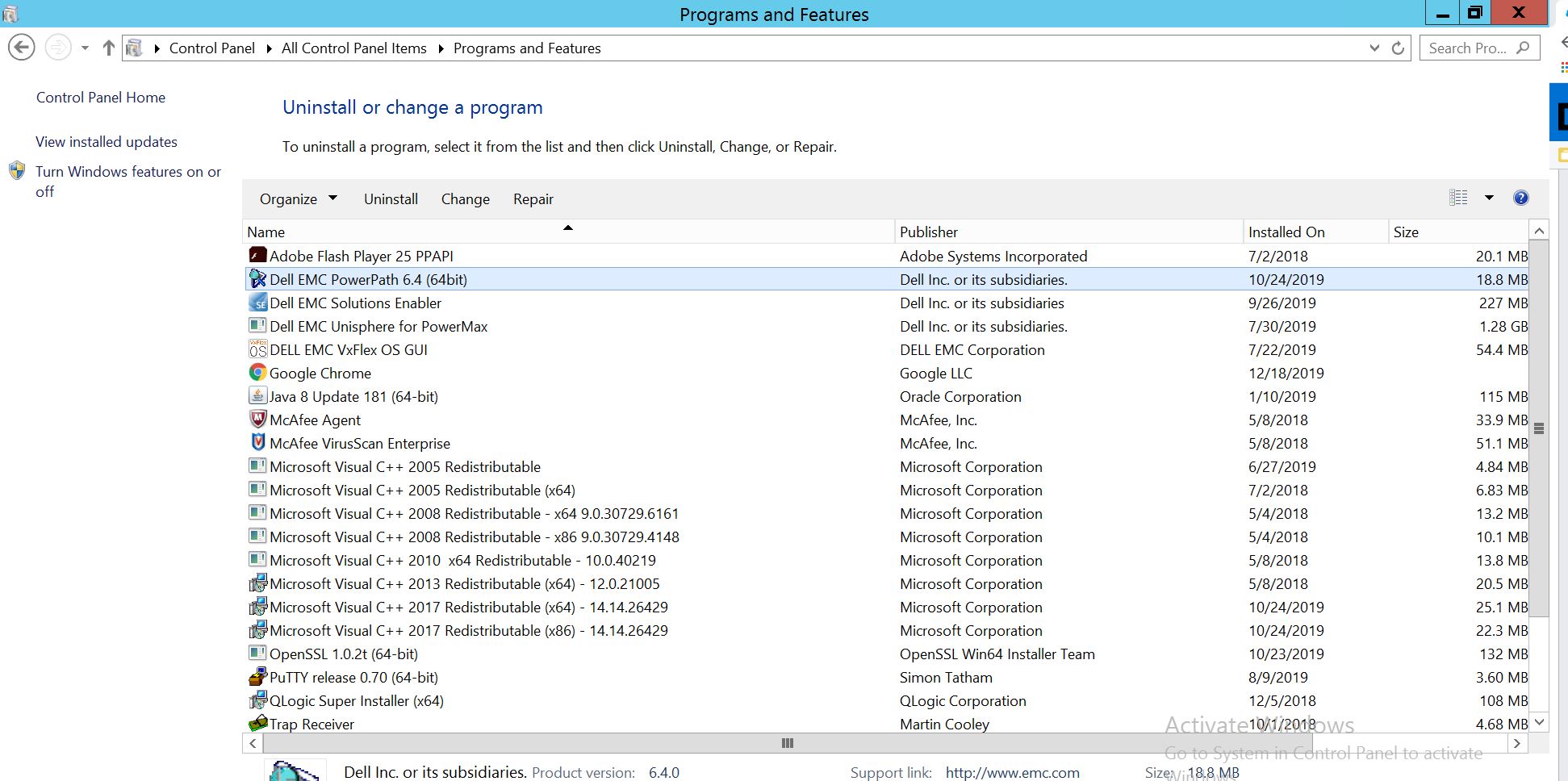Programs and Features
