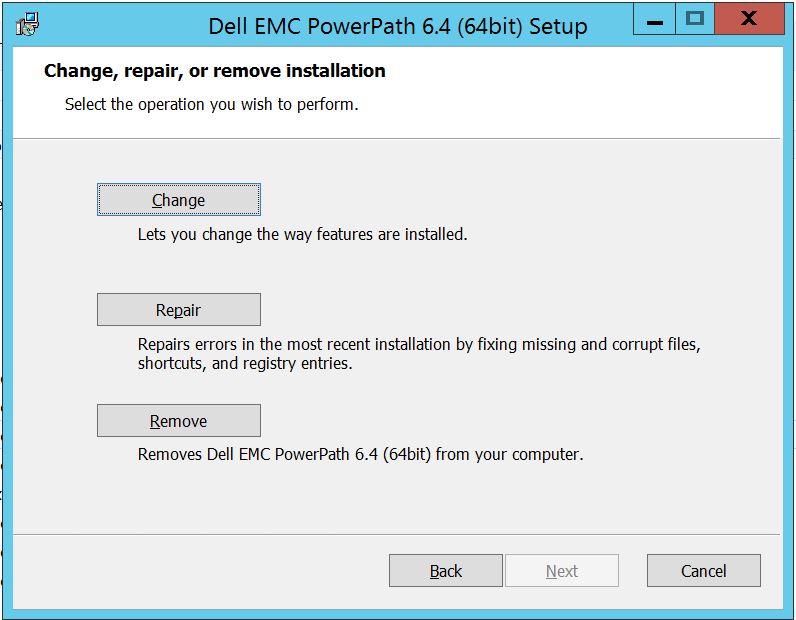Change, repair, or remove installation
