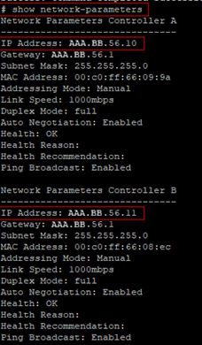 Image shows the desired network parameters