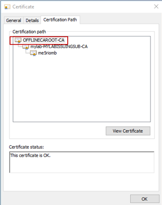 Image shows the certificate to be used