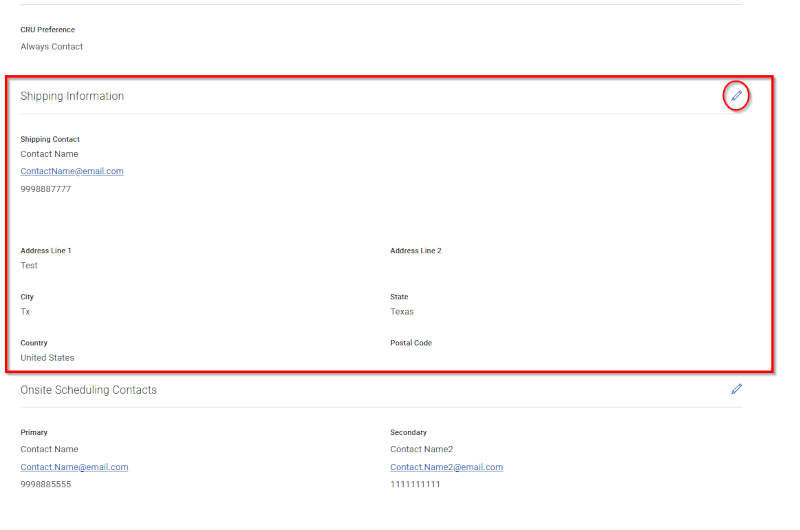 Manage Sites - Preferenze di posizione - Spedizione