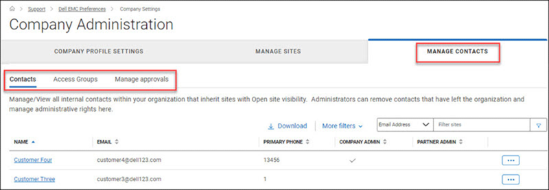 Начальная страница Manage Contacts