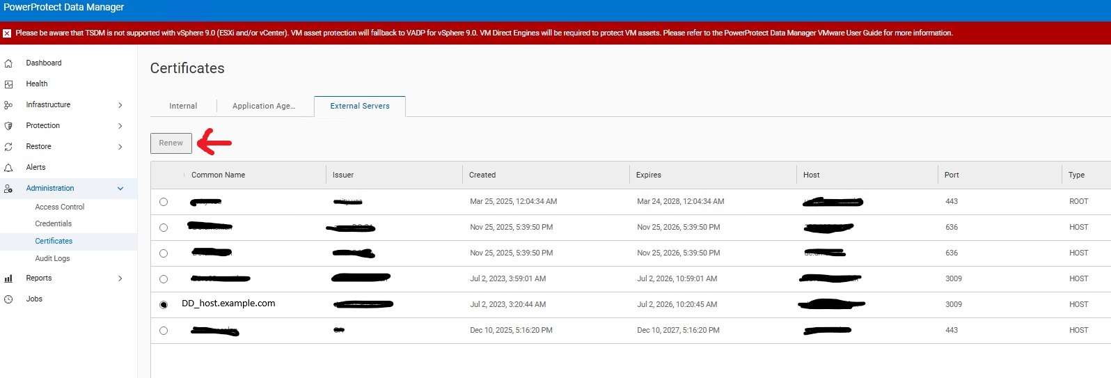 Rinnovo del certificato DD in PPDM